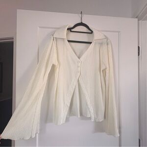 80s Elegant Cream Women's Top